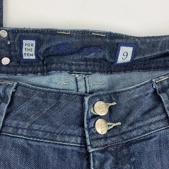 Dark wash medium rise whiskered Blue flared leg pullon jeans size 8 - Picture 4 of 15